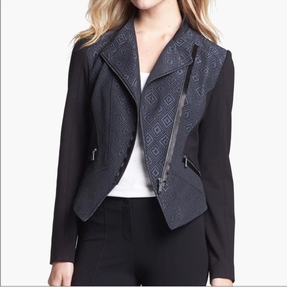 Elie Tahari Jackets & Blazers - Elie Tahari Viola Jacket (Moto), Asymmetrical Zippers, Midnight Multi